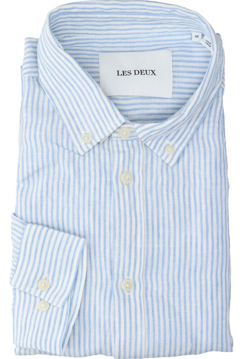 Wit linnen hemd (slim fit) met strepen en lange mouwen Les Deux