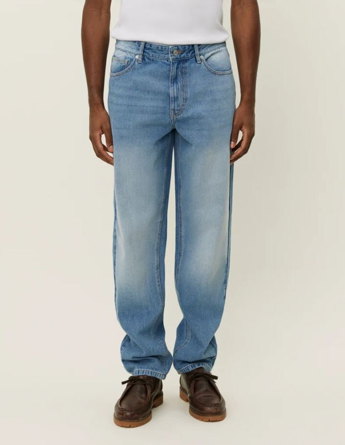 Lichtblauwe katoenen afgewassen relaxed fit jeans Ryder Les Deux