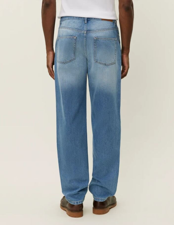 Lichtblauwe katoenen afgewassen relaxed fit jeans Ryder Les Deux