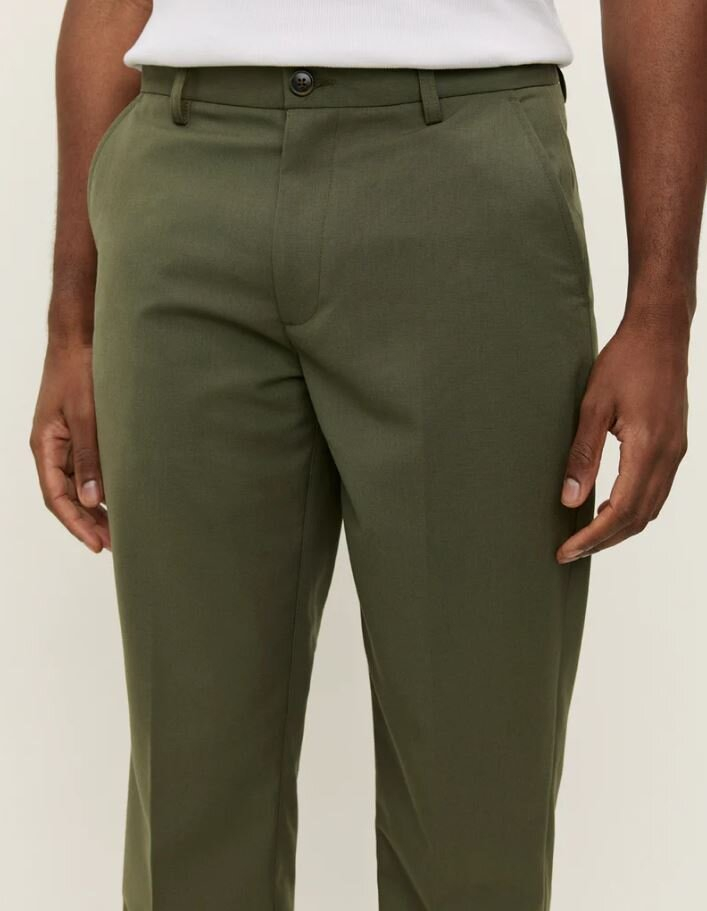 Kaki regular fit broek Como Les Deux