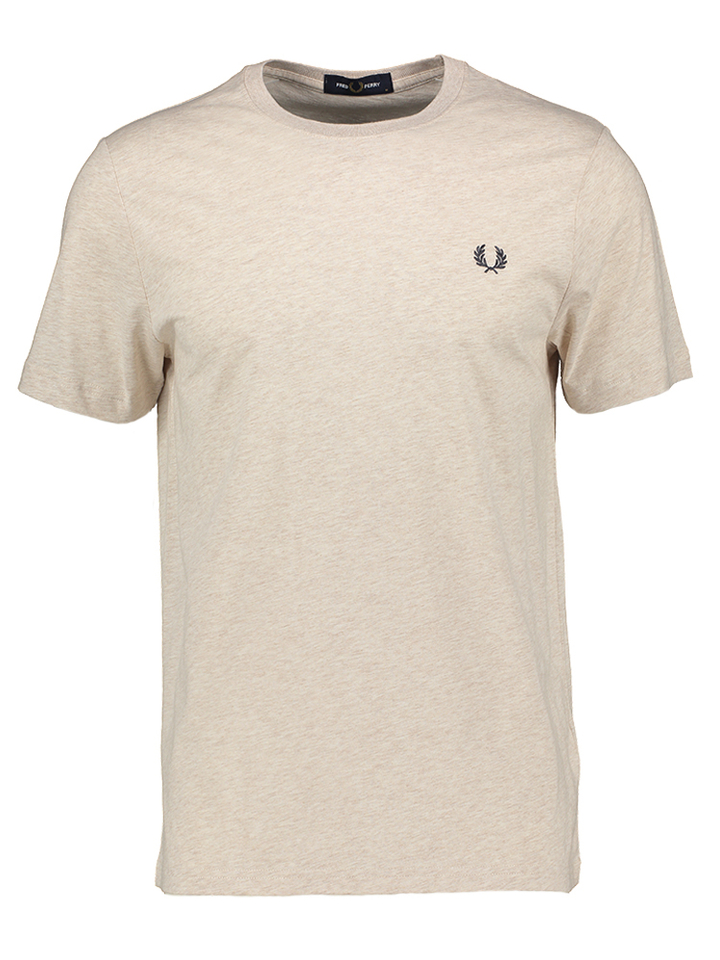 Ecru t-shirt met ronde hals en kort mouwen Fred Perry