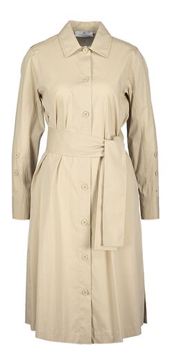 Beige lange doorknoop kleed Anna Seravalli 