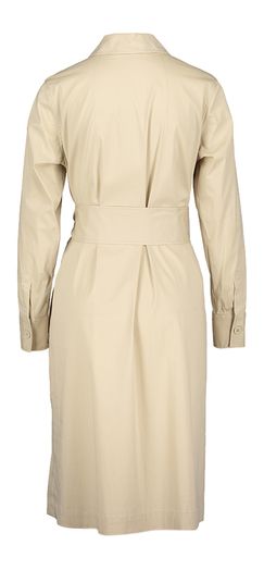 Beige lange doorknoop kleed Anna Seravalli 