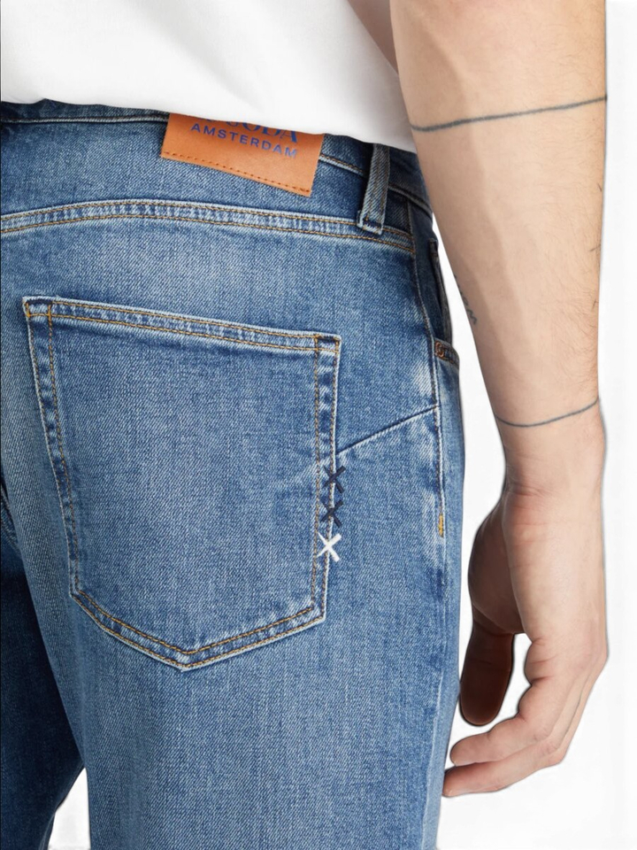Blauwe classic straight fit jeans The Zee Scotch & Soda