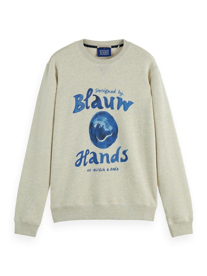 Beige trui met blauwe print Scotch&Soda 