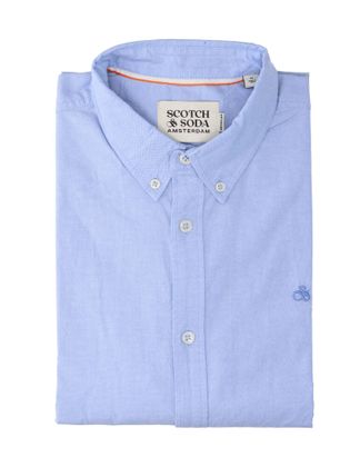 Scotch & Soda Blauw katoenen hemd (regular fit) met lange mouwen Bonnet Scotch&Soda
