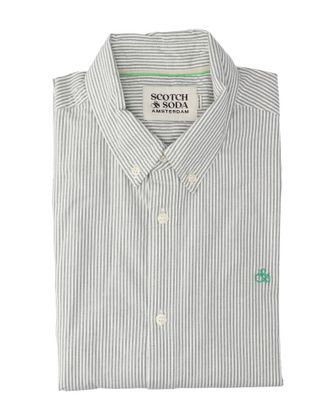 Scotch & Soda Wit katoenen hemd (regular fit) met groene strepen Thymes Scotch&Soda