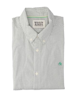 Wit katoenen hemd (regular fit) met groene strepen Thymes Scotch&Soda