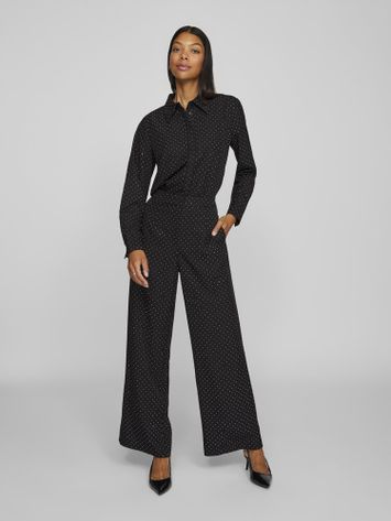 Black beauty lange broek met strass Vila