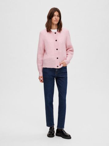 Bleached mauve gilet met bruine knopen Selected
