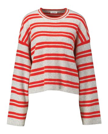 Grijze wollen sweater met rood strepenpatroon Rax American Vintage