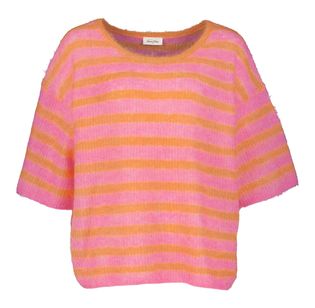 American Vintage Roze en oranje gestreepte wollen pull met boothals Nen