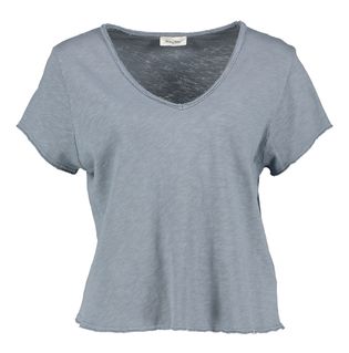American Vintage Grijze katoenen t-shirt met V-hals Son