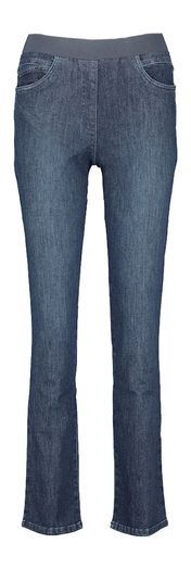 Jeansblauwe slim fit broek met elastiek Pamela Raphaela
