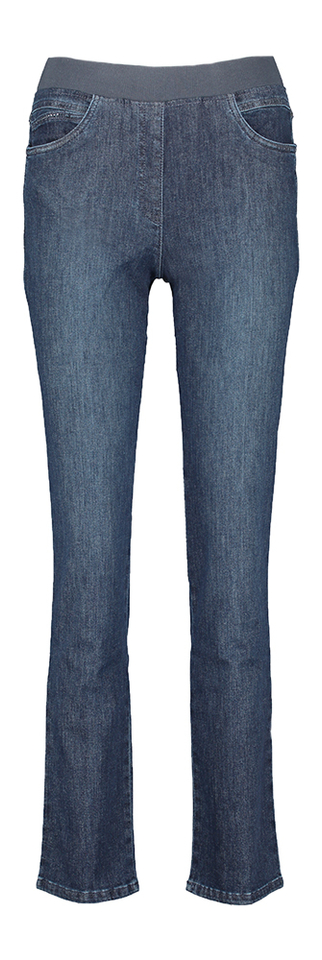 Jeansblauwe slim fit broek met elastiek Pamela Raphaela