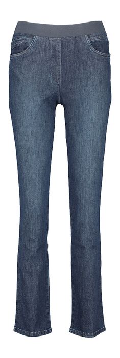 Jeansblauwe slim fit broek met elastiek Pamela Raphaela