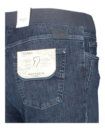Jeansblauwe slim fit broek met elastiek Pamela Raphaela