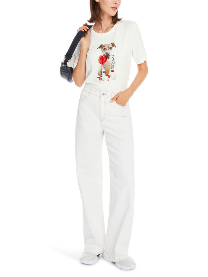 Witte t-shiert met honden print Marccain