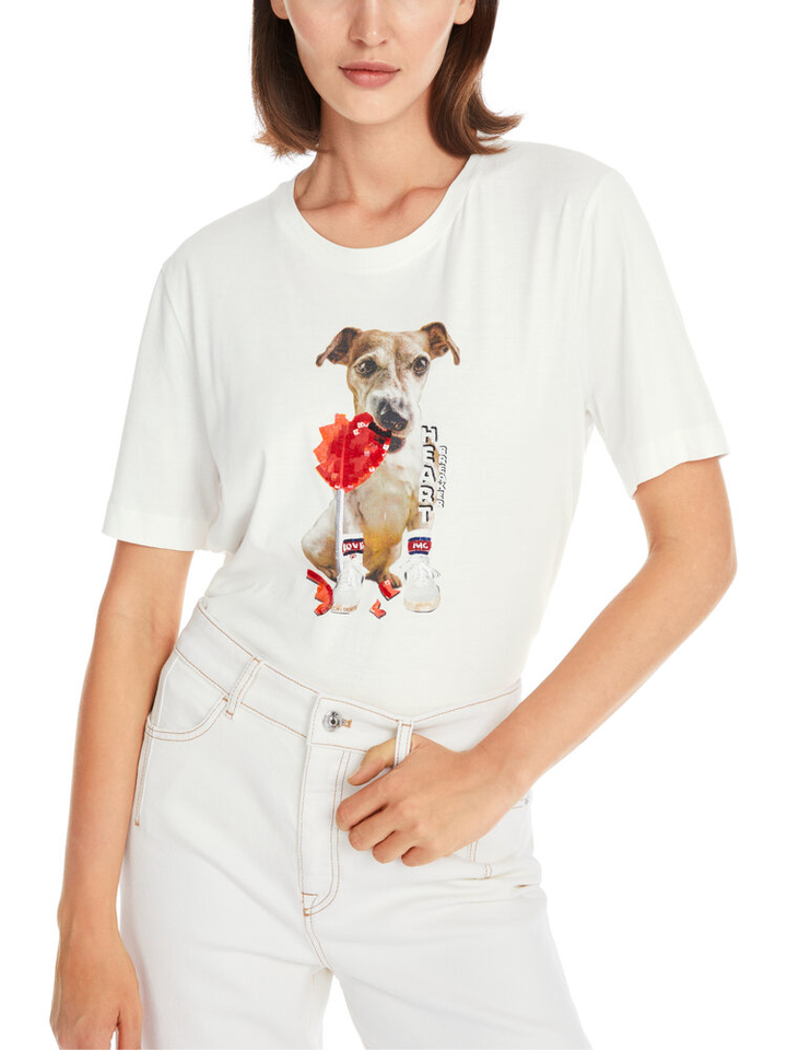 Witte t-shiert met honden print Marccain