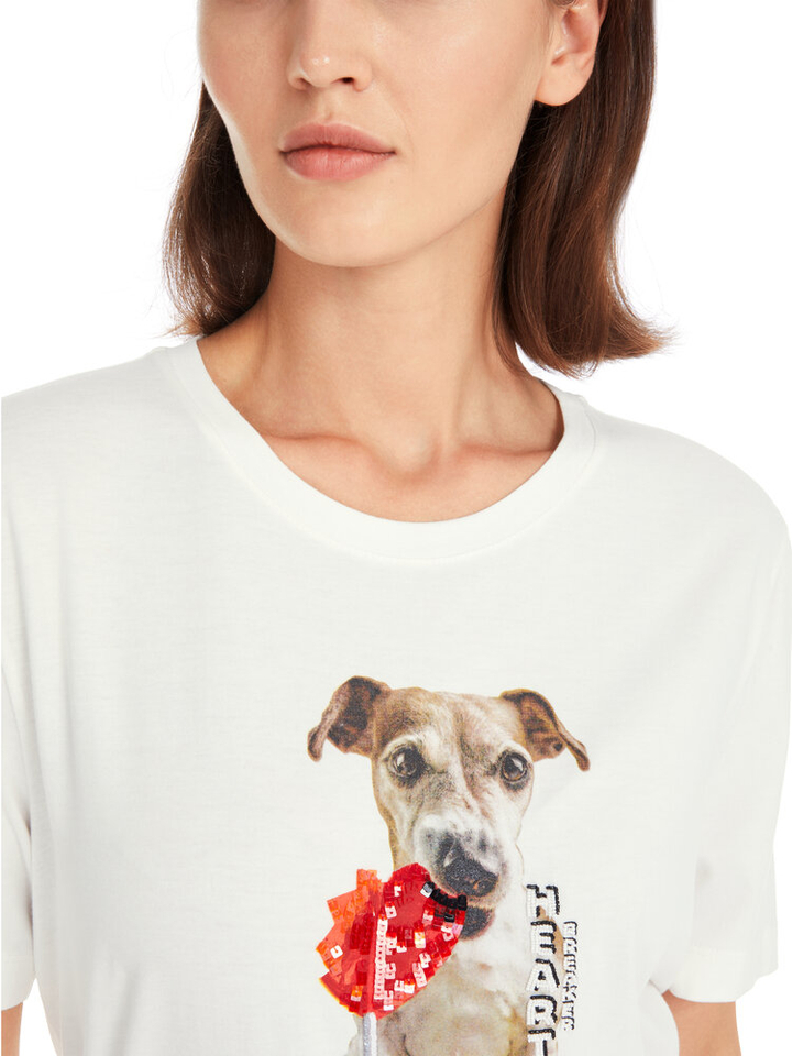Witte t-shiert met honden print Marccain