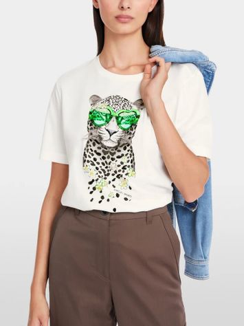 Witte katoenen t-shirt met opdruk Marc Cain sports