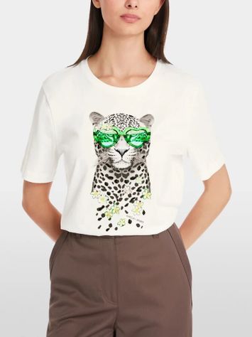 Witte katoenen t-shirt met opdruk Marc Cain sports