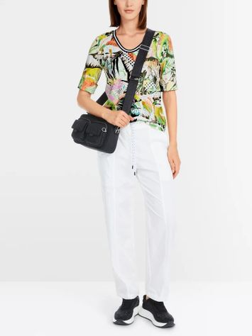 Multicolor t-shirt in ribbel met print Marccain Sport 