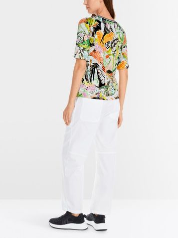 Multicolor t-shirt in ribbel met print Marccain Sport 