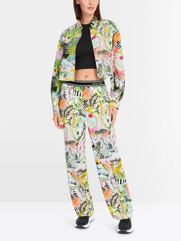 Multicolor soepelvallende broek met elastiek Marccain Sport 