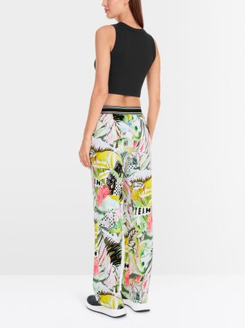 Multicolor soepelvallende broek met elastiek Marccain Sport 