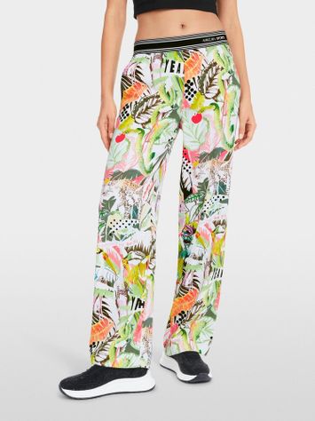 Multicolor soepelvallende broek met elastiek Marccain Sport 