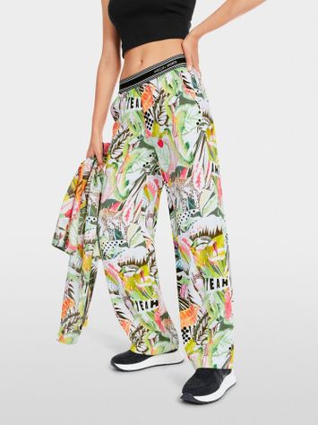 Multicolor soepelvallende broek met elastiek Marccain Sport 