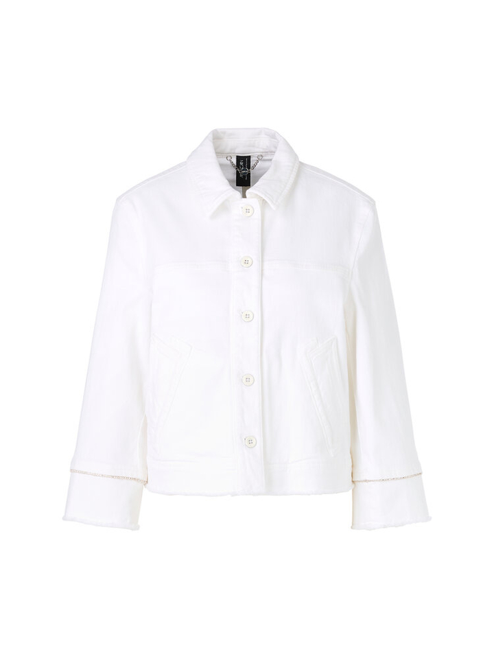 Wit jeansjasje met uitgerafelde onderkant Marc Cain collections