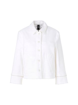 Marc Cain collections Wit jeansjasje met uitgerafelde onderkant