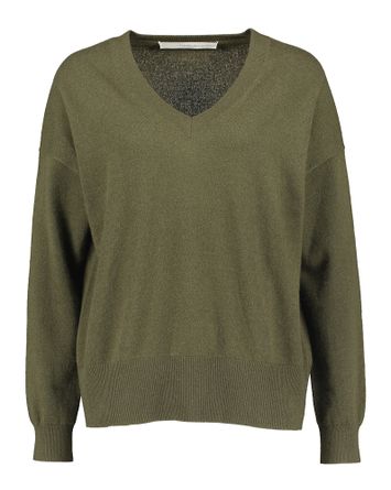 Kaki wollen trui met cashmere Herzen's