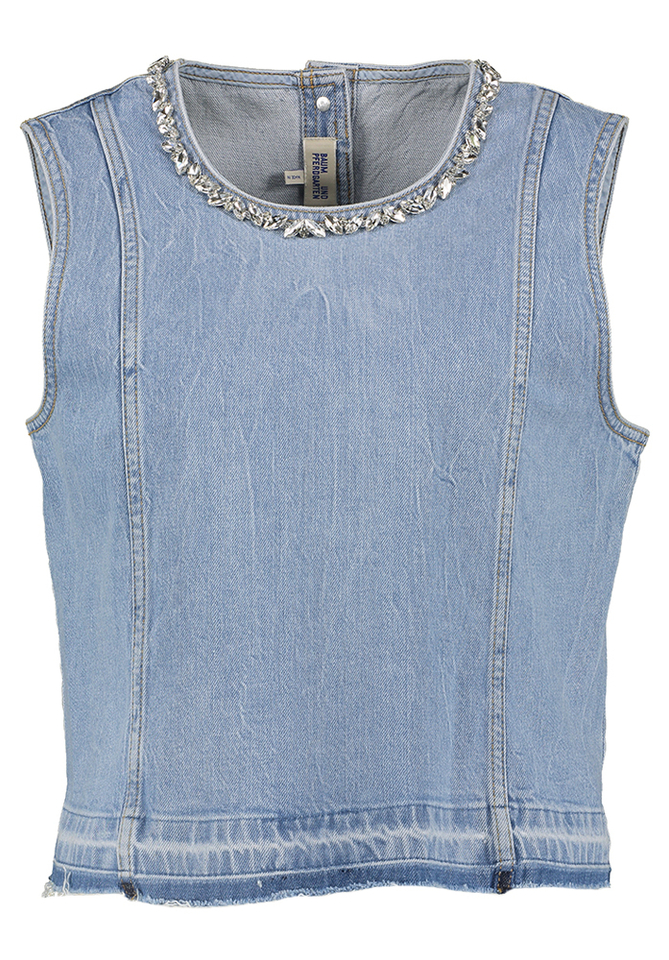 Lichtblauw jeanstopje Medine afgewerkt met glanzende steentjes Baum und Pferdgarten