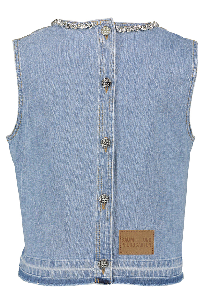 Lichtblauw jeanstopje Medine afgewerkt met glanzende steentjes Baum und Pferdgarten