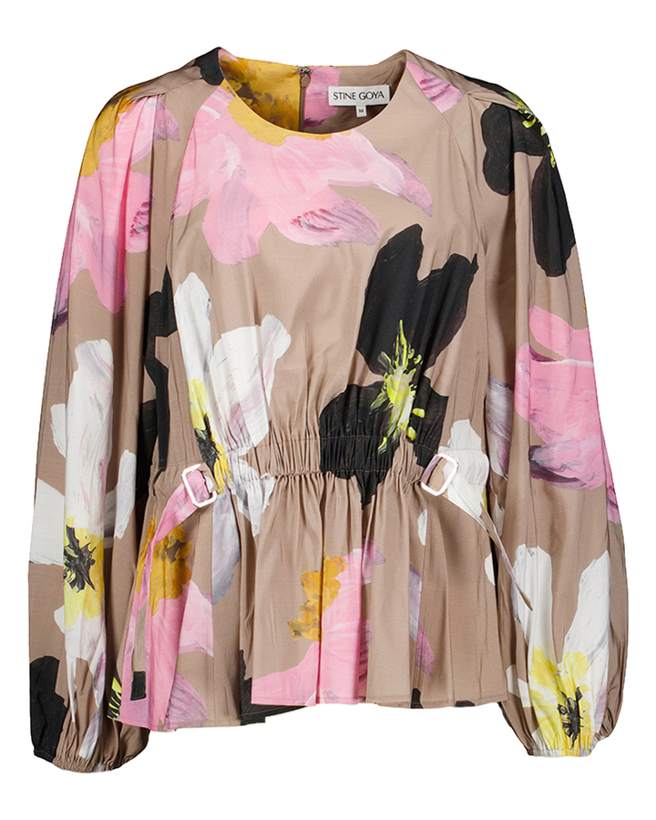 Bloes in bloemenprint met strop in de taille Stine Goya 