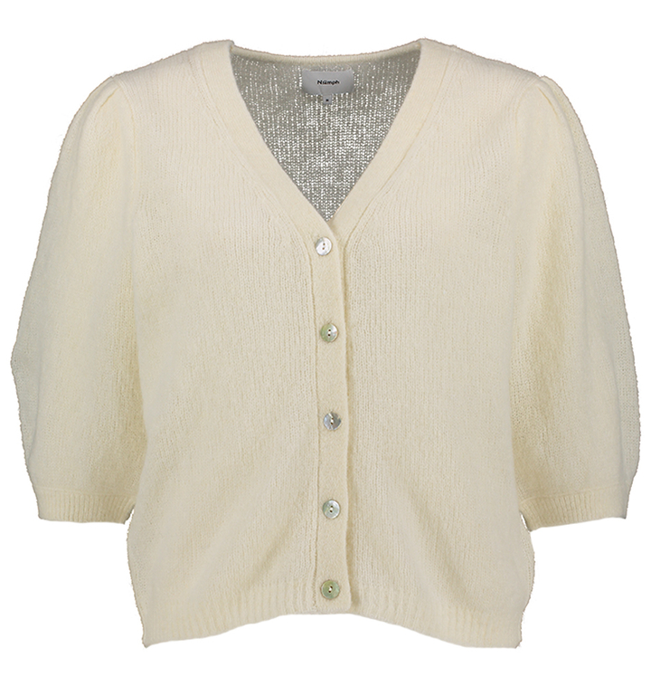 Ecru gilet met knopen en pofmouwen Lana Numph