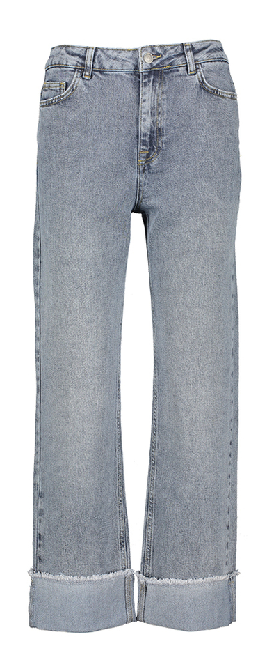 Blauwgrijze mid-rise straight jeans met overslag Toronto Numph