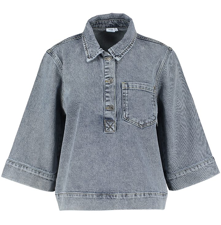 Blauwgrijze jeansblouse Toronto Numph