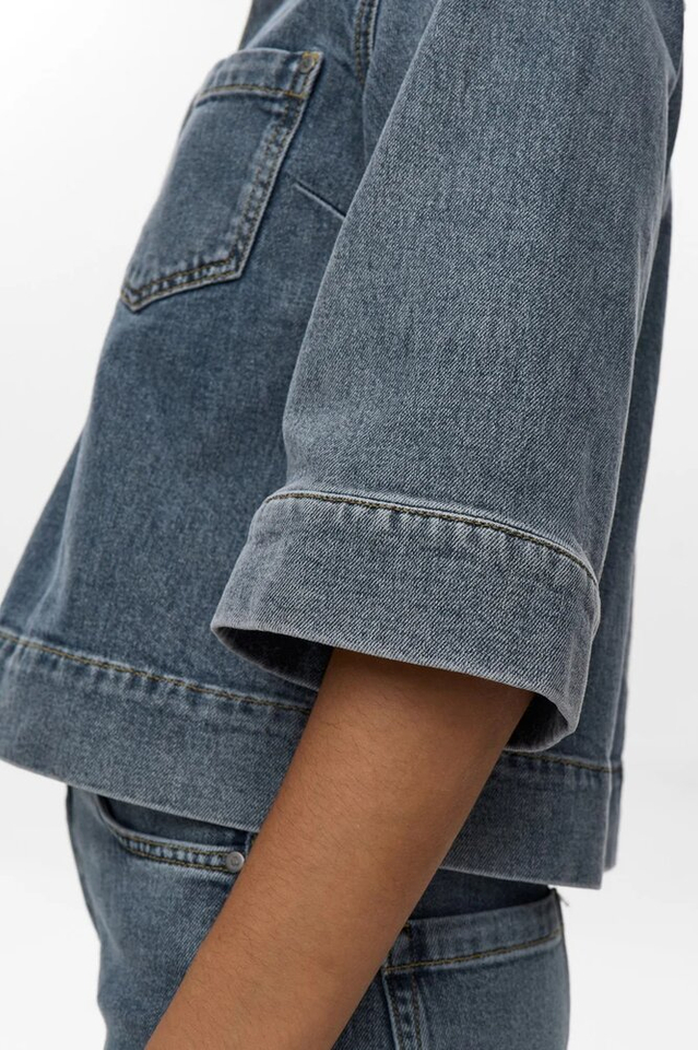 Blauwgrijze jeansblouse Toronto Numph