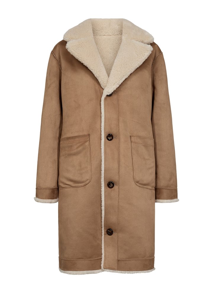 Bruine winterjas met teddy binnenkant Nu Eliot Numph