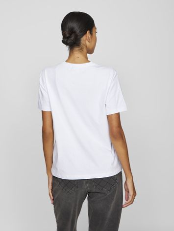 Witte t-shirt met ronde hals en korte mouwen Vinora Vila