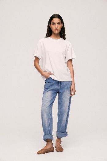 Witte t-shirt met ronde hals en korte mouwen Vinora Vila