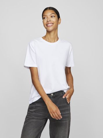 Witte t-shirt met ronde hals en korte mouwen Vinora Vila