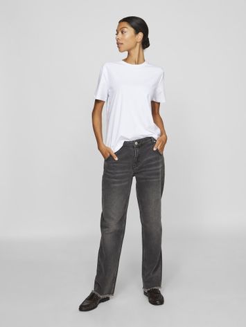 Witte t-shirt met ronde hals en korte mouwen Vinora Vila