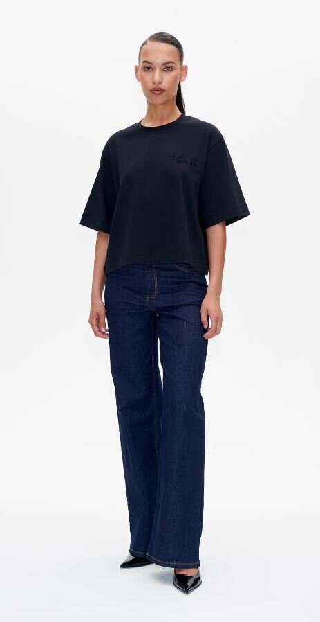 Donkerblauwe oversized t-shirt met merknaam Jiana Baum Und Pferdgarten