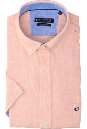Giordano Roze linnen hemd (regular fit) met korte mouwen