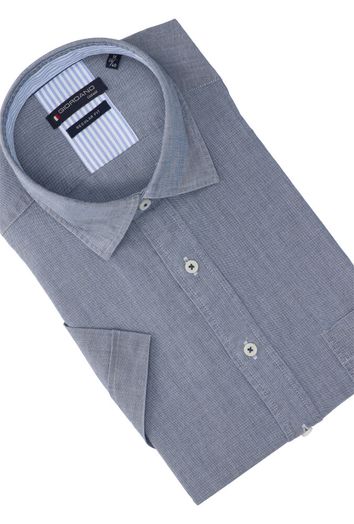 Blauw-grijs katoenen hemd (regular fit) met korte mouwen Giordano 